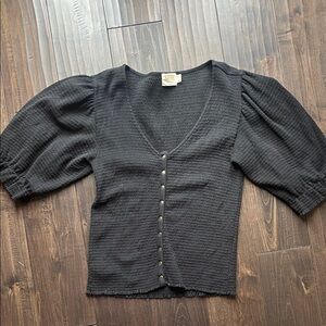 Nation LTD Black Puff Sleeve Blouse